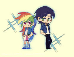 Size: 750x580 | Tagged: safe, artist:rhapsody·12, rainbow dash, soarin', human, equestria girls, g4, solo