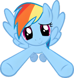 Size: 3504x3680 | Tagged: safe, edit, edited screencap, screencap, rainbow dash, pegasus, pony, g4, party of one, season 1, background removed, cute, dashabetes, ears, ears up, eyebrows, eyelashes, female, flying, hug, hug request, looking at you, magenta eyes, not a vector, simple background, smiling, smiling at you, solo, transparent background, wings