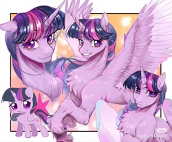 Size: 1306x1080 | Tagged: safe, artist:叶玹, twilight sparkle, alicorn, pony, g4, chest fluff, female, solo, spread wings, twilight sparkle (alicorn), wings