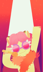 Size: 2457x4127 | Tagged: safe, artist:maren, posey bloom, earth pony, pony, g5, my little pony: tell your tale, sleepover!!, spoiler:g5, spoiler:my little pony: tell your tale, spoiler:tyts02e18, adoraposey, cute, microphone, solo, sunglasses