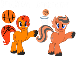 Size: 1032x774 | Tagged: safe, artist:meghan12345, earth pony, pony, g4, basketball (battle for dream island), battle for dream island, colored hooves, cutie mark, duo, female, hooves, mare, open mouth, open smile, ponified, raised hoof, simple background, smiling, transparent background