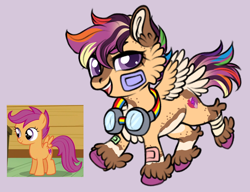 Size: 1280x985 | Tagged: safe, artist:malinraf1615, screencap, scootaloo, pegasus, pony, g4, alternate design, episode needed, goggles, solo