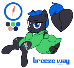 Size: 3758x3443 | Tagged: safe, artist:inspiroyv, oc, oc only, oc:breeze way, earth pony, pony, armor, blue eyes, blue mane, blue tail, butt, clothes, compass, gray coat, heart butt, helmet, looking at you, plot, reference sheet, scar, simple background, smiling, smiling at you, solo, suit, tail, tired, vector, white background