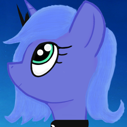 Size: 2048x2048 | Tagged: safe, artist:_luckyy, princess luna, alicorn, pony, g4, blue mane, female, icon, looking up, s1 luna, smiling, solo