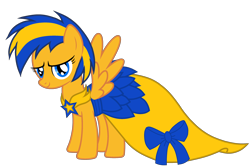 Size: 3138x2087 | Tagged: safe, artist:xxblueshy-bethanyxx, oc, oc only, oc:flare spark, pegasus, pony, g4, clothes, dress, female, gala dress, pegasus oc, simple background, smiling, solo, spread wings, transparent background, vector, wings