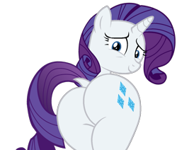 Size: 1225x1041 | Tagged: safe, artist:shieldwingarmorofgod, rarity, pony, unicorn, g4, base used, butt, dock, female, horn, looking back, mare, pixel-crisp art, plot, rearity, simple background, solo, tail, transparent background