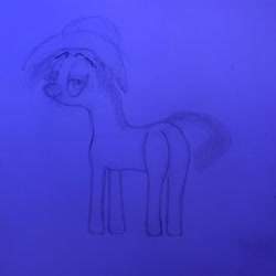 Size: 3024x3024 | Tagged: safe, artist:clopmaster0, oc, oc only, earth pony, pony, bedroom eyes, butt, hat, plot, solo, traditional art