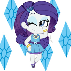 Size: 1080x1080 | Tagged: safe, artist:imtailsthefoxfan, rarity, human, equestria girls, g4, chibi, cutie mark, cutie mark background, female, simple background, solo, white background