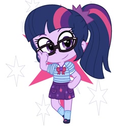 Size: 1080x1080 | Tagged: safe, artist:imtailsthefoxfan, sci-twi, twilight sparkle, human, equestria girls, g4, cutie mark, cutie mark background, glasses, ponytail, simple background, solo, white background