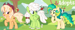 Size: 1280x524 | Tagged: safe, artist:vi45, oc, oc only, earth pony, pegasus, pony, unicorn, female, hat, horn, mare, screencap background, tree, trio