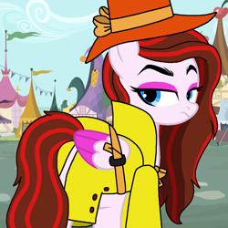 Size: 1024x1024 | Tagged: safe, artist:noi kincade, oc, oc only, oc:tilly, pegasus, g4, clothes, detective, fedora, female, hat, solo, trenchcoat