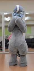 Size: 986x2040 | Tagged: safe, silver spoon, g4, fursuit, glasses, indoors, irl, photo, ponysuit, solo