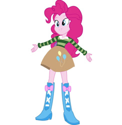 Size: 900x922 | Tagged: artist needed, safe, edit, pinkie pie, human, equestria girls, g4, blue's clues, boots, clothes, cosplay, costume, equestria girls redesign, green shirt, high heel boots, shirt, shoes, simple background, skirt, solo, steve (blue's clues), striped shirt, white background