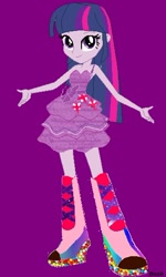 Size: 328x547 | Tagged: artist needed, safe, edit, edited screencap, screencap, twilight sparkle, human, equestria girls, g4, boots, clothes, dress, equestria girls redesign, fall formal outfits, high heel boots, purple background, shoes, simple background, solo