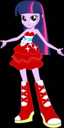 Size: 736x1465 | Tagged: artist needed, safe, edit, edited screencap, screencap, twilight sparkle, equestria girls, g4, black background, boots, clothes, dress, equestria girls redesign, fall formal outfits, high heel boots, shoes, simple background, solo