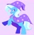 Size: 1954x2043 | Tagged: safe, artist:slushpony, trixie, pony, unicorn, g4, cape, clothes, female, grin, hat, horn, pink background, rearing, simple background, smiling, solo, trixie's cape, trixie's hat