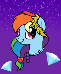 Size: 715x862 | Tagged: safe, artist:anonymous, rainbow dash, pegasus, pony, g4, bust, clothes, diamond, dress, gala dress, jewelry, necklace, night, sky, solo, stars