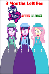 Size: 3402x5080 | Tagged: safe, artist:cartoonmasterv3, fluttershy, starlight glimmer, twilight sparkle, alicorn, human, equestria girls, g4, advent calendar, christmas, christmas 2024, clothes, dress, holiday, long dress, long skirt, skirt, twilight sparkle (alicorn)