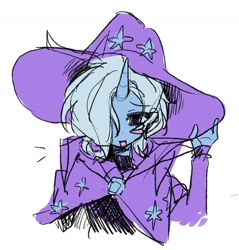 Size: 1190x1245 | Tagged: safe, artist:m4n3ul, trixie, human, g4, bust, clothes, hat, humanized, simple background, solo, trixie's hat, white background