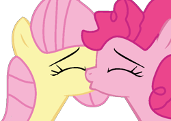 Size: 678x480 | Tagged: safe, artist:jadeharmony, fluttershy, pinkie pie, earth pony, pegasus, pony, g4, ^^, base used, cute, cuteness overload, daaaaaaaaaaaw, diapinkes, duo, duo female, eyes closed, female, heartwarming, kiss on the lips, kissing, lesbian, mare, ship:flutterpie, shipping, shyabetes, simple background, transparent background, wholesome