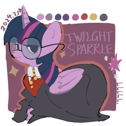 Size: 1080x1080 | Tagged: safe, artist:lllll, twilight sparkle, alicorn, g4, clothes, female, glasses, harry potter (series), mare, robe, solo, text, twilight sparkle (alicorn)