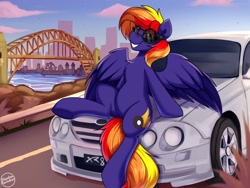 Size: 3000x2250 | Tagged: safe, artist:shadowreindeer, oc, pegasus, australia, car, ford, ford falcon, glasses, pegasus oc, solo