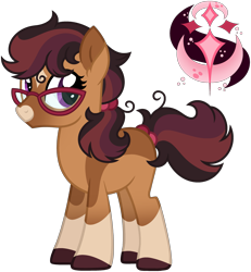 Size: 2751x2980 | Tagged: safe, artist:strawberry-spritz, oc, oc only, earth pony, pony, g4, base used, brown coat, coat markings, colored muzzle, colored pinnae, dark muzzle, ear fluff, earth pony oc, eyelashes, facial markings, female, female oc, glasses, high res, leg markings, looking back, mare, mare oc, offspring, parent:doctor whooves, parent:moondancer, parents:moondoctor, ponytail, purple eyes, show accurate, simple background, smiling, socks (coat markings), solo, standing, star (coat marking), tail, tail tie, three toned mane, three toned tail, tied mane, tied tail, transparent background