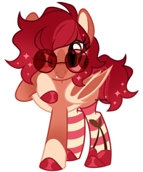 Size: 2331x2811 | Tagged: safe, artist:dilfistic, oc, oc only, oc:cherry pop, bat pony, pony, base used, clothes, female, mare, simple background, socks, solo, striped socks, sunglasses, transparent background