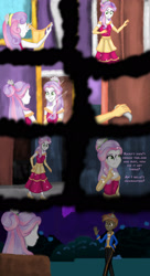 Size: 1280x2348 | Tagged: safe, artist:deannaphantom13, button mash, sweetie belle, human, equestria girls, g4, alternate hairstyle, beauty and the beast, bedroom, belle, bench, clothes, comic, commission, cute, diasweetes, door, doorhandle, dress, duo, evening gloves, fall formal outfits, female, flower, flower in hair, garden, gloves, gown, grin, implied rarity, long gloves, male, mirror, namesake, night, pondering, pun, ship:sweetiemash, shipping, sitting, smiling, sparkles, story included, straight, suit, surprised, thinking, visual pun, wardrobe, waving