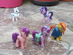 Size: 1032x774 | Tagged: safe, artist:dingopatagonico, double diamond, starlight glimmer, sugar belle, sunburst, earth pony, unicorn, g4, horn, photo, toy