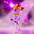 Size: 2048x2048 | Tagged: safe, artist:dianetgx, oc, oc only, oc:karenina senna, kirin, rainbow rocks 10th anniversary, :p, bipedal, cloven hooves, fog, guitar, kirin oc, leg hold, musical instrument, spotlight, stage, tongue out