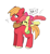 Size: 1492x1620 | Tagged: safe, artist:guiiy电离诡, apple bloom, big macintosh, earth pony, pony, g4, adorabloom, brother and sister, cute, duo, duo male and female, eyes closed, female, filly, foal, hug, male, open mouth, riding, siblings, simple background, smiling, speech bubble, stallion, surprised, text, white background