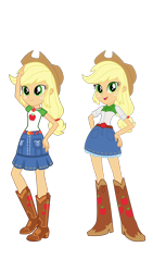 Size: 1080x1920 | Tagged: safe, editor:greywolf2021, applejack, equestria girls, g4, my little pony equestria girls: better together, applejack's hat, boots, clothes, cowboy hat, geode of super strength, hand on hip, hat, magical geodes, shirt, shoes, simple background, skirt, transparent background, vector