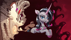 Size: 4000x2286 | Tagged: safe, ai assisted, ai content, fhtng th§ ¿nsp§kbl, oleander (tfh), unicorn, them's fightin' herds, community related, duo, horn