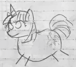 Size: 1160x1026 | Tagged: safe, artist:metaruscarlet, twilight sparkle, unicorn, g4, horn, lined paper, solo, traditional art, unicorn twilight