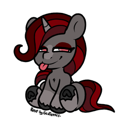 Size: 1587x1644 | Tagged: safe, artist:sexygoatgod, oc, oc only, oc:velvet molasses, pony, unicorn, adoptable, female, horn, simple background, solo, tongue out, transparent background