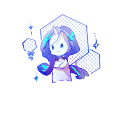 Size: 1080x1080 | Tagged: safe, artist:mengmao422, rarity, unicorn, semi-anthro, g4, abstract background, chibi, cute, horn, raribetes, simple background, white background