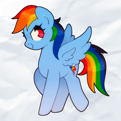 Size: 2000x2000 | Tagged: safe, artist:vivian reed, rainbow dash, pegasus, pony, g4, female, furrowed brow, gradient legs, high res, mare, no pupils, paper background, smiling, smirk, solo, spread wings, wings