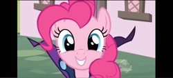 Size: 1600x720 | Tagged: safe, screencap, pinkie pie, earth pony, g4, the mysterious mare do well, female, hub logo, logo, looking at you, solo, the hub