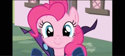 Size: 1600x720 | Tagged: safe, screencap, pinkie pie, earth pony, g4, the mysterious mare do well, female, hub logo, logo, looking at you, solo, the hub