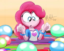 Size: 1200x950 | Tagged: safe, artist:mrsilveralpha, pinkie pie, human, equestria girls, g4, :o, balloon, clothes, open mouth, quickrug, quicksand, sinking, solo, surprised