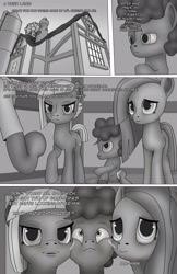 Size: 1989x3072 | Tagged: safe, artist:anonymousandrei, derpibooru exclusive, cheese sandwich, li'l cheese, limestone pie, marble pie, earth pony, pony, comic:life of li'l cheese, g4, aunt and nephew, cheek squish, colt, comic, father and child, father and son, female, foal, male, mare, offscreen character, older limestone pie, older marble pie, pie family home, rock farm, squishy cheeks, stallion