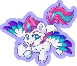 Size: 1600x1360 | Tagged: safe, artist:thehaywaiianhorse, zipp storm, pony, g5, colored wings, deviantart watermark, magnifying glass, multicolored wings, obtrusive watermark, solo, watermark, wings