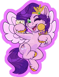 Size: 1280x1666 | Tagged: safe, artist:thehaywaiianhorse, pipp petals, pegasus, pony, g5, adorapipp, cellphone, cute, deviantart watermark, female, happy, headband, mare, microphone, obtrusive watermark, one eye closed, open mouth, open smile, phone, selfie, smiling, solo, watermark, wink