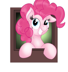 Size: 2520x2656 | Tagged: safe, artist:eels, pinkie pie, earth pony, pony, g4, bust, grin, high res, ponk, portrait, smiling, solo, window