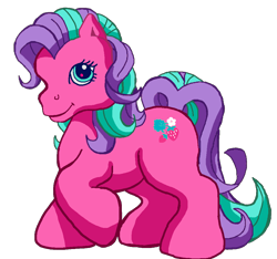 Size: 1024x959 | Tagged: safe, artist:anscathmarcach, artist:collegeman1998, sweetberry, earth pony, pony, g3, chonk, closed mouth, cute, female, mare, raised hoof, raised leg, simple background, smiling, solo, sweet sweetberry, transparent background