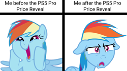 Size: 1280x720 | Tagged: safe, artist:glaceon95, rainbow dash, pony, g4, cute, dashabetes, dashface, meme, playstation, playstation 5, playstation 5 pro, rainbow dash is best facemaker, reaction image, so awesome, solo, sony