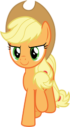 Size: 3000x5383 | Tagged: safe, artist:cloudy glow, applejack, earth pony, pony, g4, sounds of silence, absurd resolution, applejack is best facemaker, applejack's hat, cowboy hat, determined look, female, hair tie, hat, mare, simple background, smiling, smirk, solo, tail tie, transparent background, vector