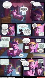 Size: 3541x6017 | Tagged: safe, artist:angusdra, artist:lummh, nightmare moon, princess cadance, princess luna, prismia, alicorn, pony, comic:the princess of love, g4, absurd resolution, comic, female, filly, filly luna, horn, jewelry, mare, necklace, pendant, speech bubble, teen princess cadance, thought bubble, younger