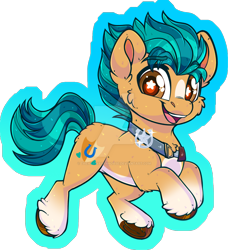 Size: 1600x1758 | Tagged: safe, artist:thehaywaiianhorse, hitch trailblazer, earth pony, pony, g5, chibi, deviantart watermark, male, obtrusive watermark, open mouth, open smile, partially transparent background, smiling, solo, stallion, watermark